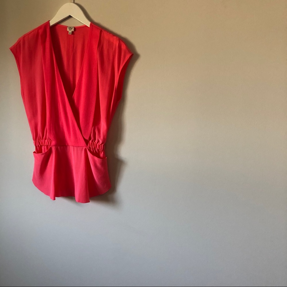 Wilfred Dance Hall Peplum Pink Silk Top